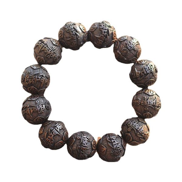 Guld Silke Sandelträ Män Buddha Beads Armband Rosenkrans Träarmband Carving Mantra
