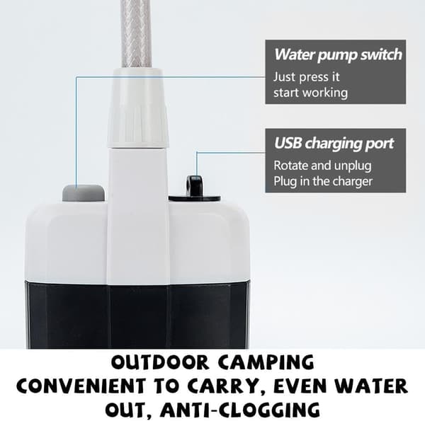 Bærbar campingbruser med 1500mAh batteripumpe og håndholdt bruser