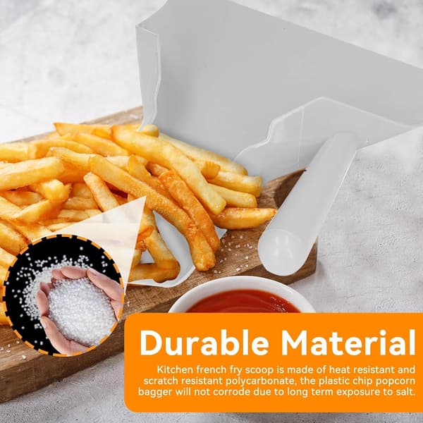 Pommes frites-skovl med højrehåndsgreb, PC-posefylder til popcorn og chips til snacks