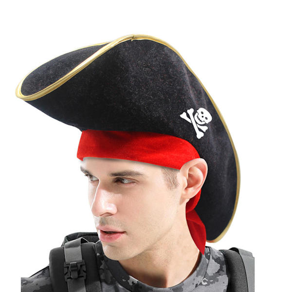 Pirates Of The Caribbean Captain Hat Pirate Hat Red Ribbon Party Cap