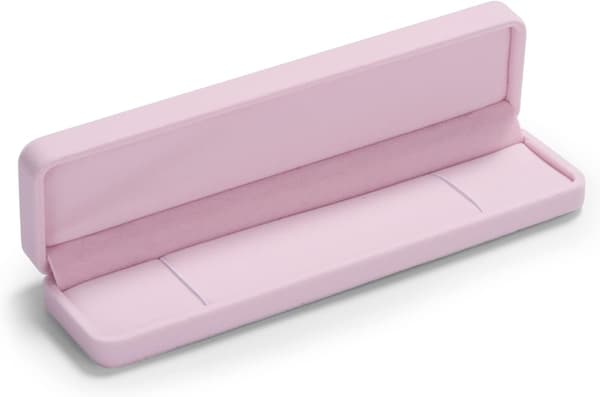 Smyckeskrin för halsband i rosa sammet med mjukt foder för visning och förvaring