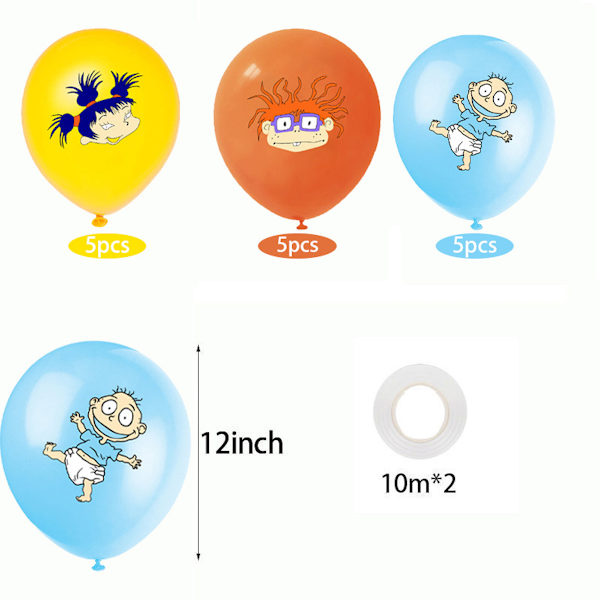 Rugrats Grattis på födelsedagen Ballong Set Latex Ballonger Party Dekoration Kit
