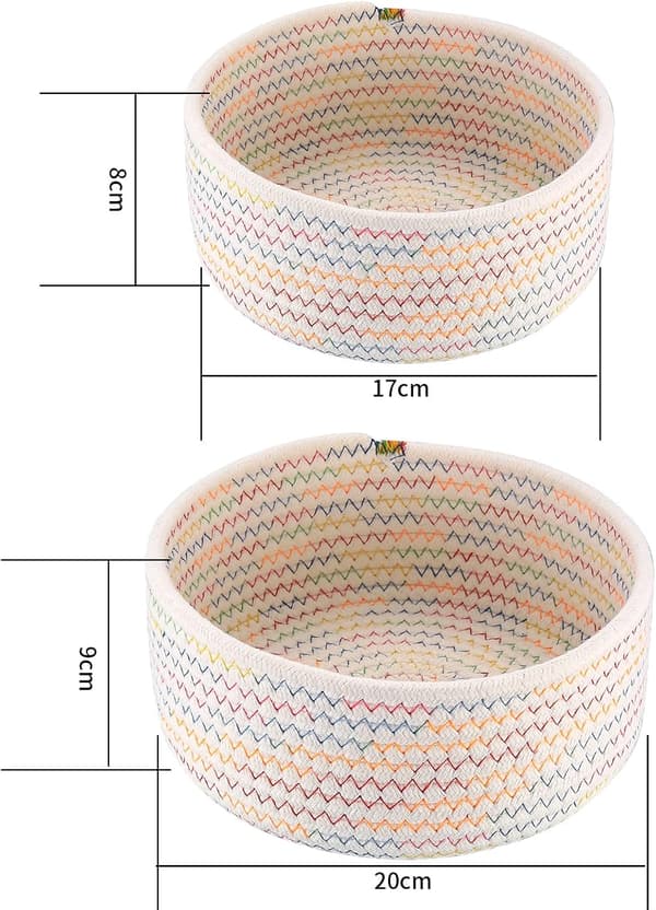 Vävda förvaringskorgar i bomullsrep, 2-pack för leksaker och tvätt