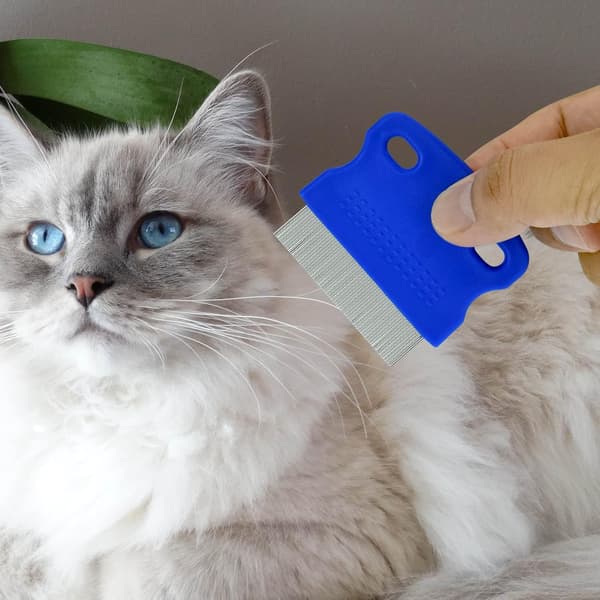 Loppekam i rustfrit stål til hunde og katte, fin tandplejebørste til fjernelse af hår