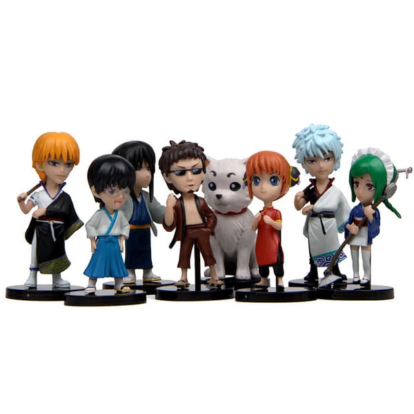 8 stk. Gintamas Sakata Gintoki Anime Figur Leke Samling Modell Dekorasjon Samleobjekter Statue