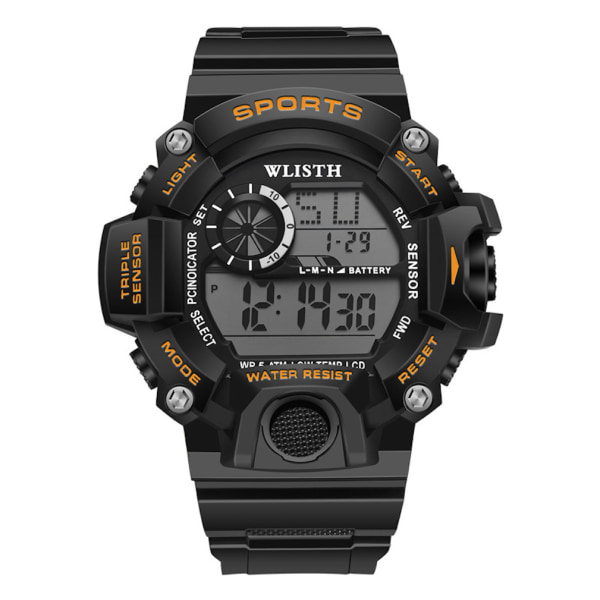 Watch för män Casual Digital Watch Black Dial Vattentät TPU-rem