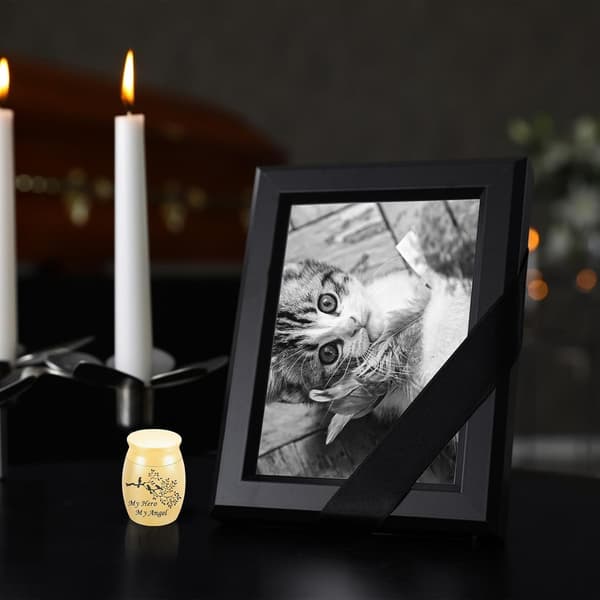 Mini-urne til aske, metal-mindebeholder med fugle- og gren-engledesign
