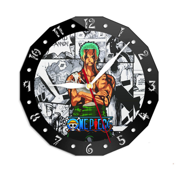 One Pieces Zoro Anime Väggklocka Tyst, icke tickande klocka Dekorativ klocka för hemmet