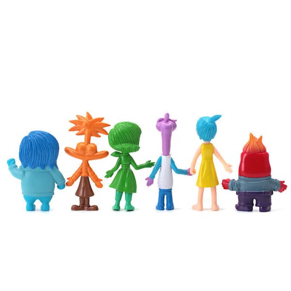 6 kpl Inside Out 2 -tunnefiguurisetti: Ilo, Suru, Kiukku ja Riley