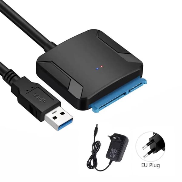Nopea SATA - USB 3.0 -sovitinkaapeli 2,5/3,5 tuuman HDD- ja SSD-asemille