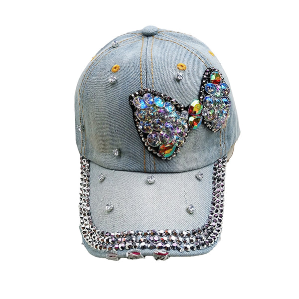 Denim Crystal Rhinestone cap, glänsande Bling paljetter Sparkle Hats