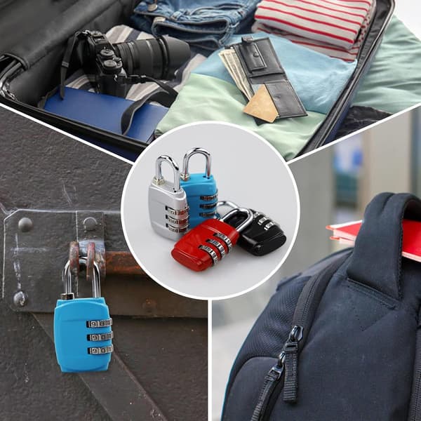 4-pack 3-siffriga kombinationshänglås i zinklegering för bagage och gym