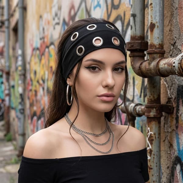 3 stk. brede pandebånd med øjer til kvinder, punk-stil elastiske hårbånd Y2K