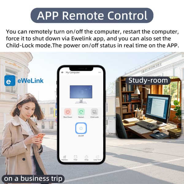 eWeLink WiFi PCIe PC Fjärrströmbrytare Kort App Timer Omstartskontroll