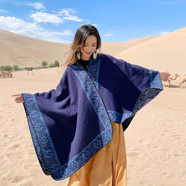 Pashmina Scarf Warm Shawl Wrap Open Front Poncho for Lady