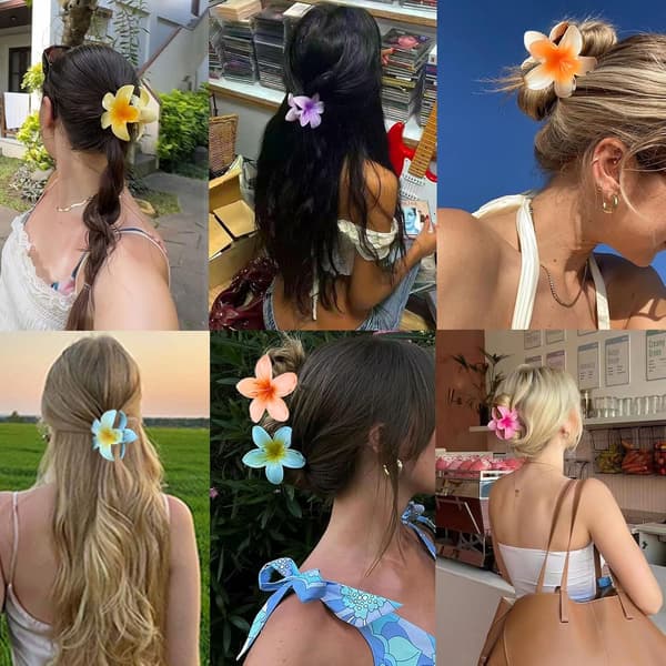 6-pack blomformade hårklämmor, 8 cm halkfria accessoarer för kvinnor