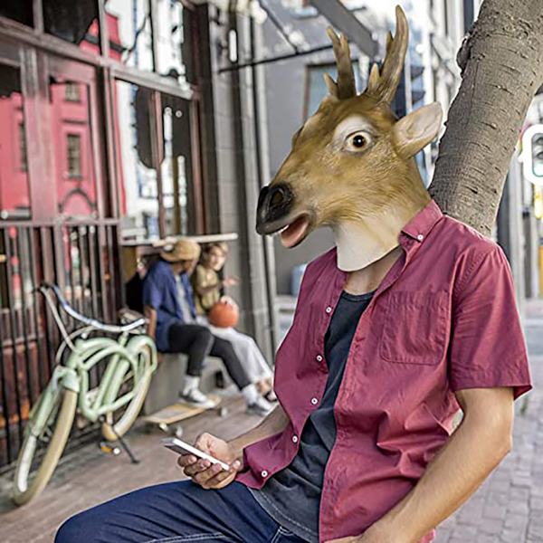Sika Deer Mask Huvudbonader Animal Cosplay Kostym rekvisita Halloween