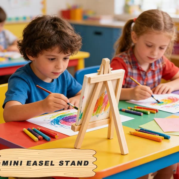 2-pack mini-staffli i trä, 15 cm bordsställ för konst