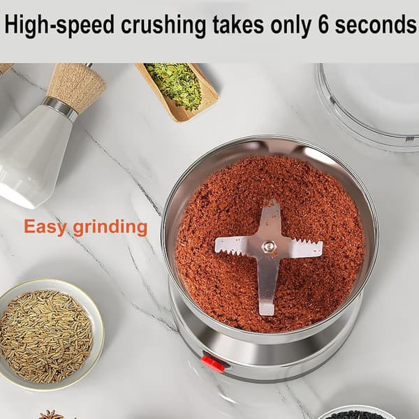 Elektrisk kaffekvern 200W, Multifunksjonell kryddermølle i rustfritt stål 140 g