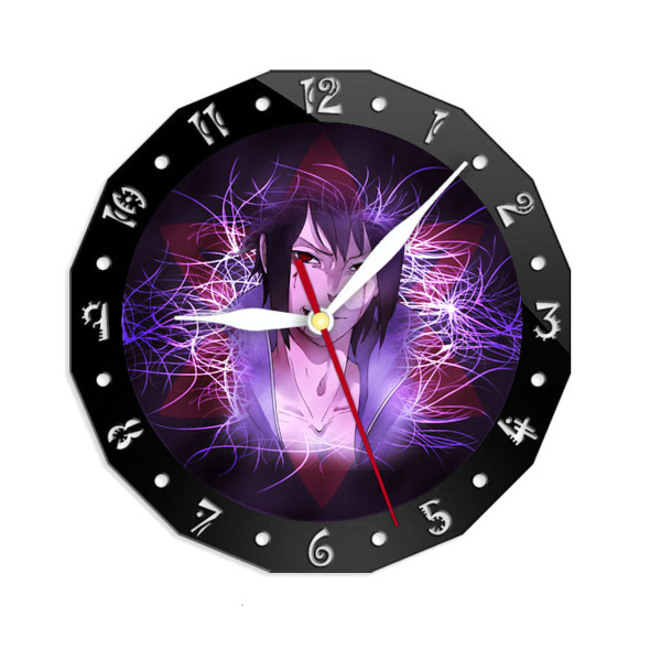 Uchiha Sasuke Anime Väggklocka Tyst, icke tickande klocka Dekorativ klocka för hemmet
