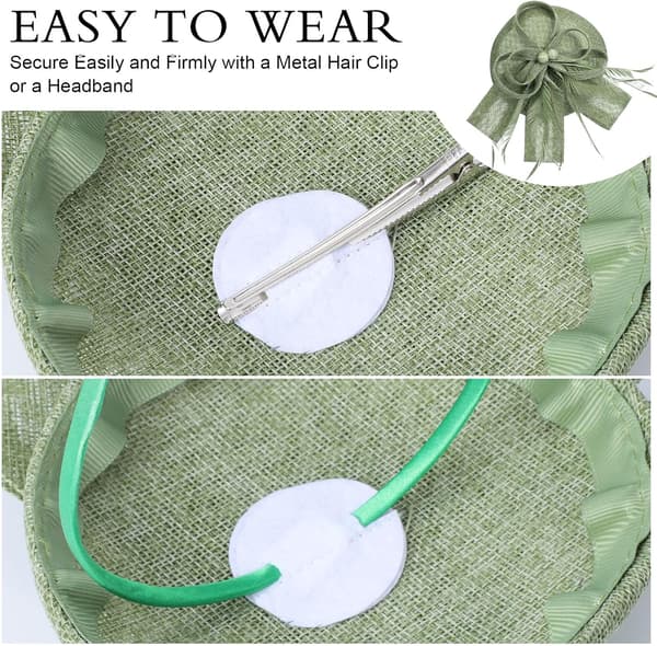 Grøn fjer-fascinator hat til kvinder, hårpynt til bryllup og teselskab