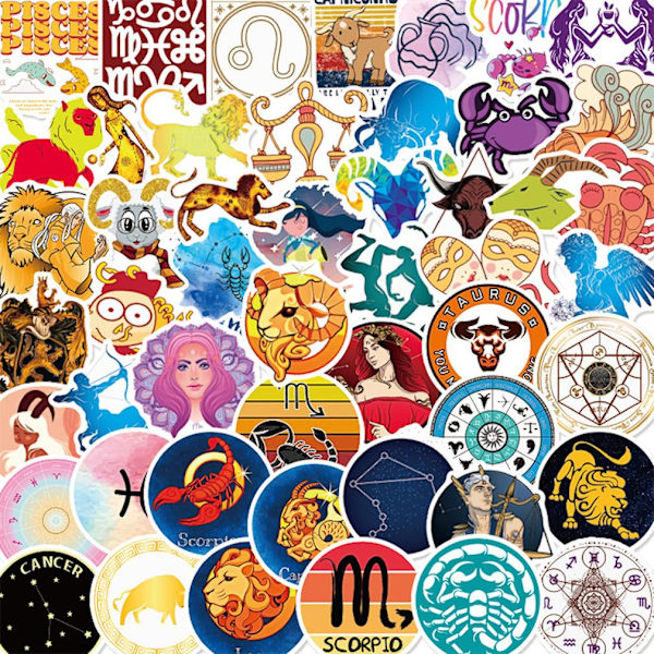 50 st 12 Constellation Fashion Stickers Vattentät flaska Skateboard Dekal