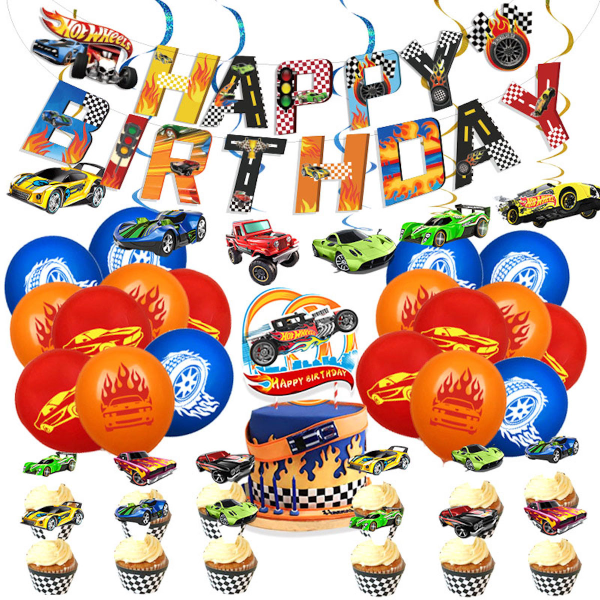 Brandbil Grattis på födelsedagen Ballong Set Latex ballonger Party Dekoration Kit