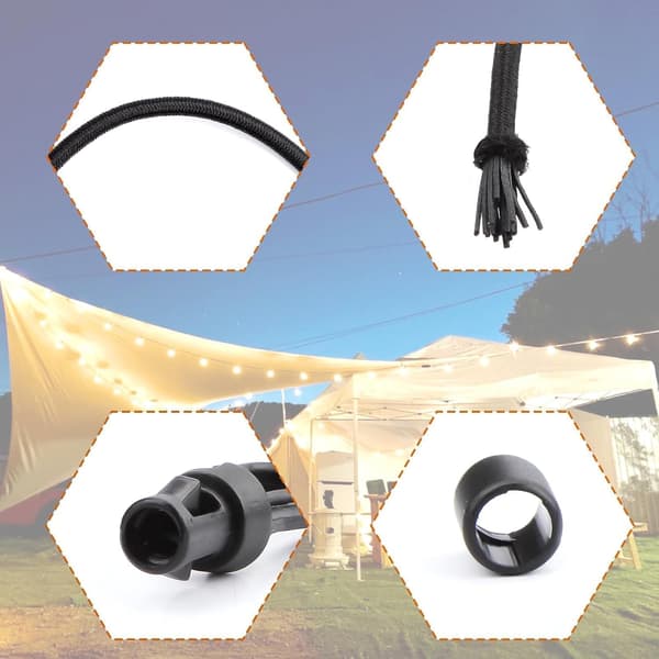 20 m elastiksnor med 50 kroge, 4 mm elastikreb til last og camping