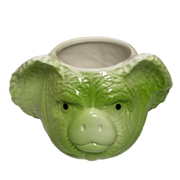 Grön Sallad Grisformad Keramikmugg – Unik och Rolig Design, 350ml Kapacitet, Perfekt för Kaffe, Te och Presenter