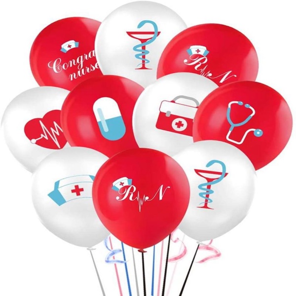 16 st Sjuksköterska ballonger kit latex för medicinsk temafest Red 12 Inch