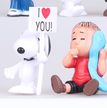 12 stk. Snoopy PVC-figursæt til samling og skrivebordsdekoration