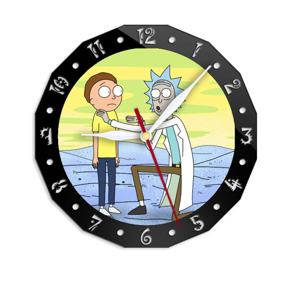 Rick Morty Anime Väggklocka Tyst icke-tickande klocka Dekorativ klocka för hemmet