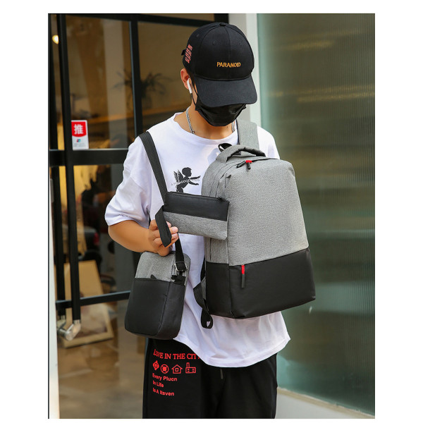 3st ryggsäck för män med USB laddningsport Skolpennväska multicolor