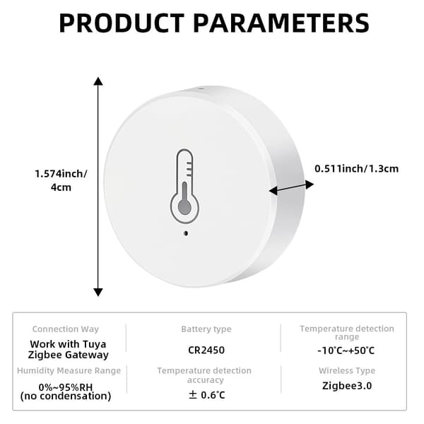 Zigbee Temperatur- og fuktighetssensor med app, trådløs smartovervåking
