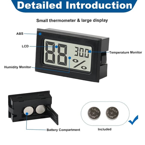 6-pak digitalt termometer og hygrometer, mini LCD-rumtemperaturmåler
