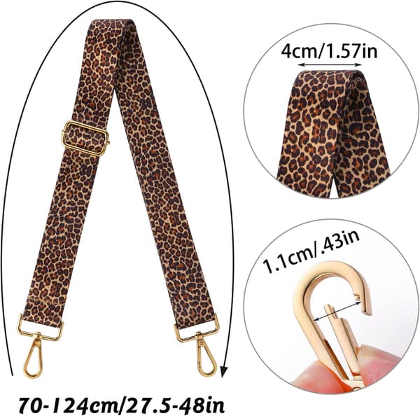 Väskrem med leopardmönster, justerbar bred axelrem för crossbody-väskor