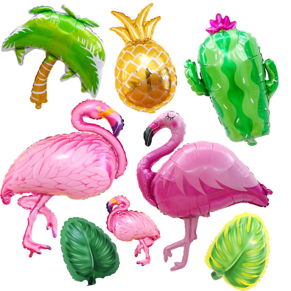 8st Flamingo Ballonger Fågel Coconut Tree Coil Ballong Set Party Dekoration