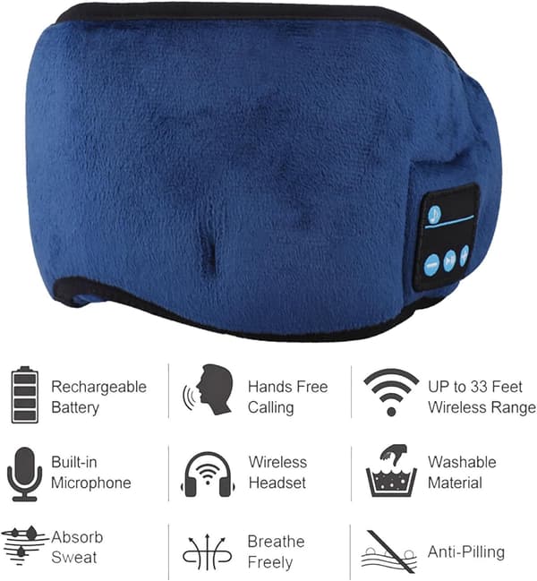 Bluetooth 5.0 Sovmask med hörlurar, 3D-ögonmask för resor och tupplurar