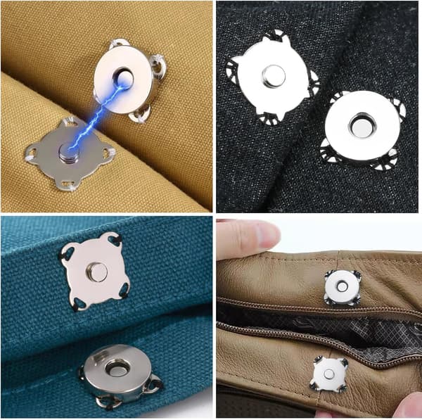 30-pack 15 mm magnetiska tryckknappar, fastsydda metallspännen för väskor och pyssel