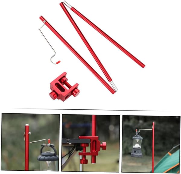 Foldbart campinglysstativ i aluminiumslegering med bordklemme