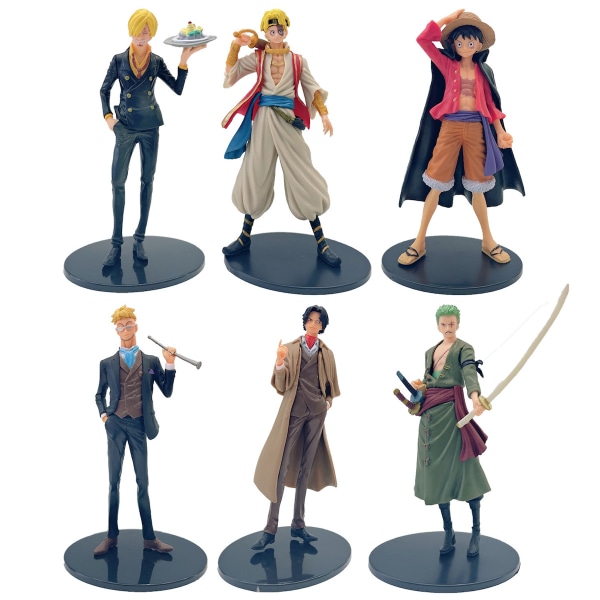 6 st/lote figura de uma peça Luffy Zoro Sanji Anime modell av brinquedo 17 cm