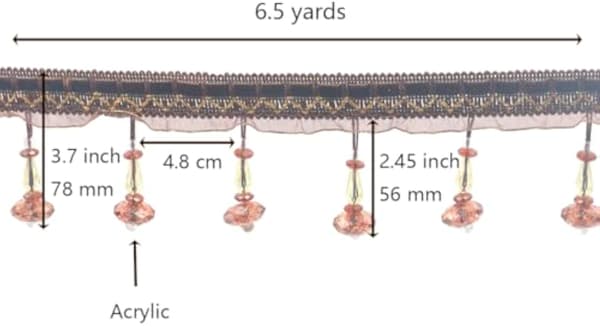 6,5 yards perlekant med kvaster, hængende kugleflet til gardindekoration