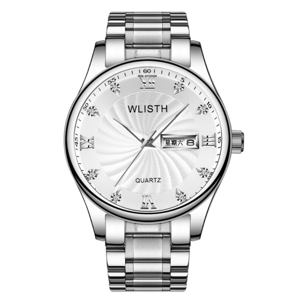Herr Quartz Watch Business Waterproof Watch White Dial with Date Luminous