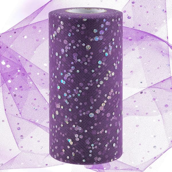 Glittertyll-stoffrull, 6 tommer x 50 yards, glitrende polyesternetting