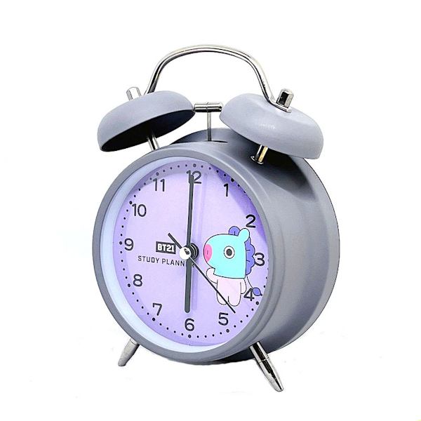 BTS Metal Twin Bell Anime Alarm Clock Non Ticking Analog Bell Clock