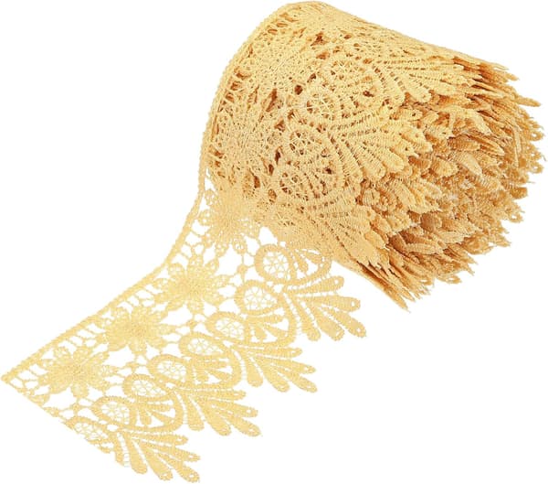 Mørkebrunt blomstrete blondebånd 8,1 cm x 2,7 meter for søm og hobbyprosjekter