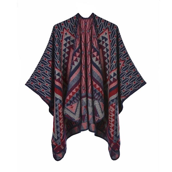Varm Vinter Sjal Wrap Öppen Front Poncho Cashmere Feel Cape