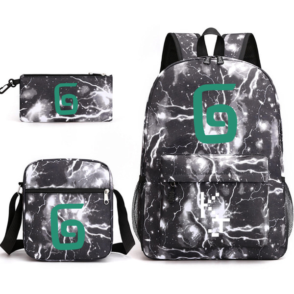 3st/ set Karl Jacob printed set med case Pennfodral Skolväska Travel Daypack Lättviktsbokväskor