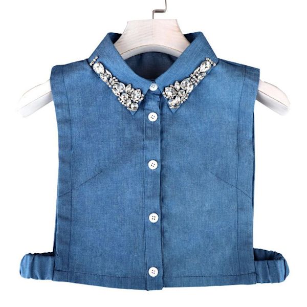 Avtagbar blus Tenim Fake Collar Diamond Inlagd False Collar Blue