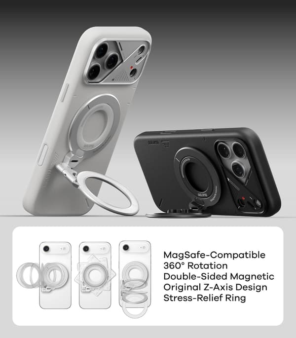 Magnetisk telefonringhållare, 360° roterbart dubbelsidigt greppstativ för telefoner